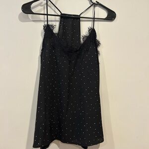 Black Sleeveless Polka Dot Top